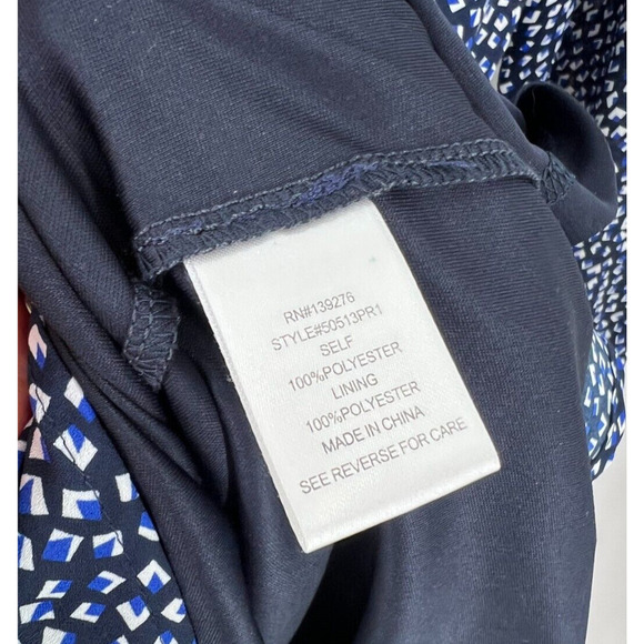 Daniel Rainn Hearts Print Shift Dress Long Sleeve Fully Lined Blue Women's Small - Picture 7 of 7